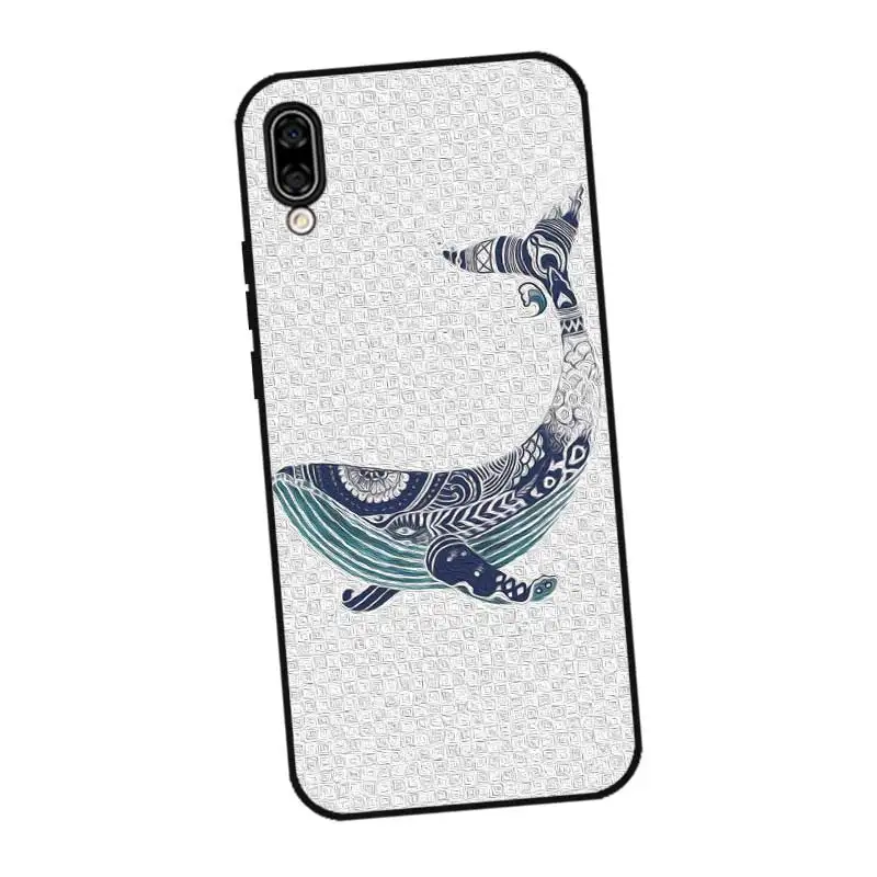 N466 Whale And Sea Black Silicone Case Cover For Huawei Honor 6A 6C 6X 7C 7X 8 Lite Pro |
