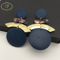 f j4z original drop earrings for women fashion gorgeous wooden circles resin arc statement earrings pendientes grandes mujeres