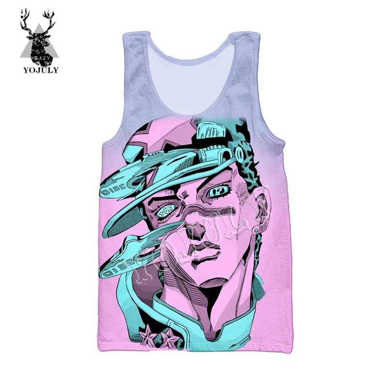 1 YOJULY JoJo невероятное приключение 3D жилет с принтом летние унисекс Топы с принтами из аниме для Для мужчин/Для женщин модные Повседневное уличная рубашка без рукавов VE21 - Цвет: 1