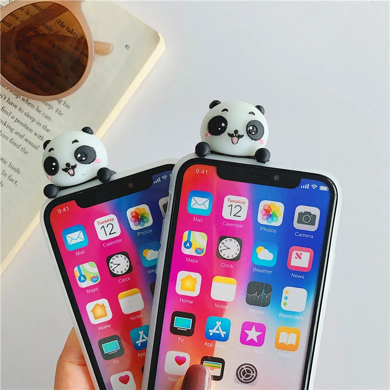 Cute Stand China Panda Case For iPhone X XR XS MAX 11 11pro 6 7 8 Plus Back Phone Cover Cartoon soft tpu cases |