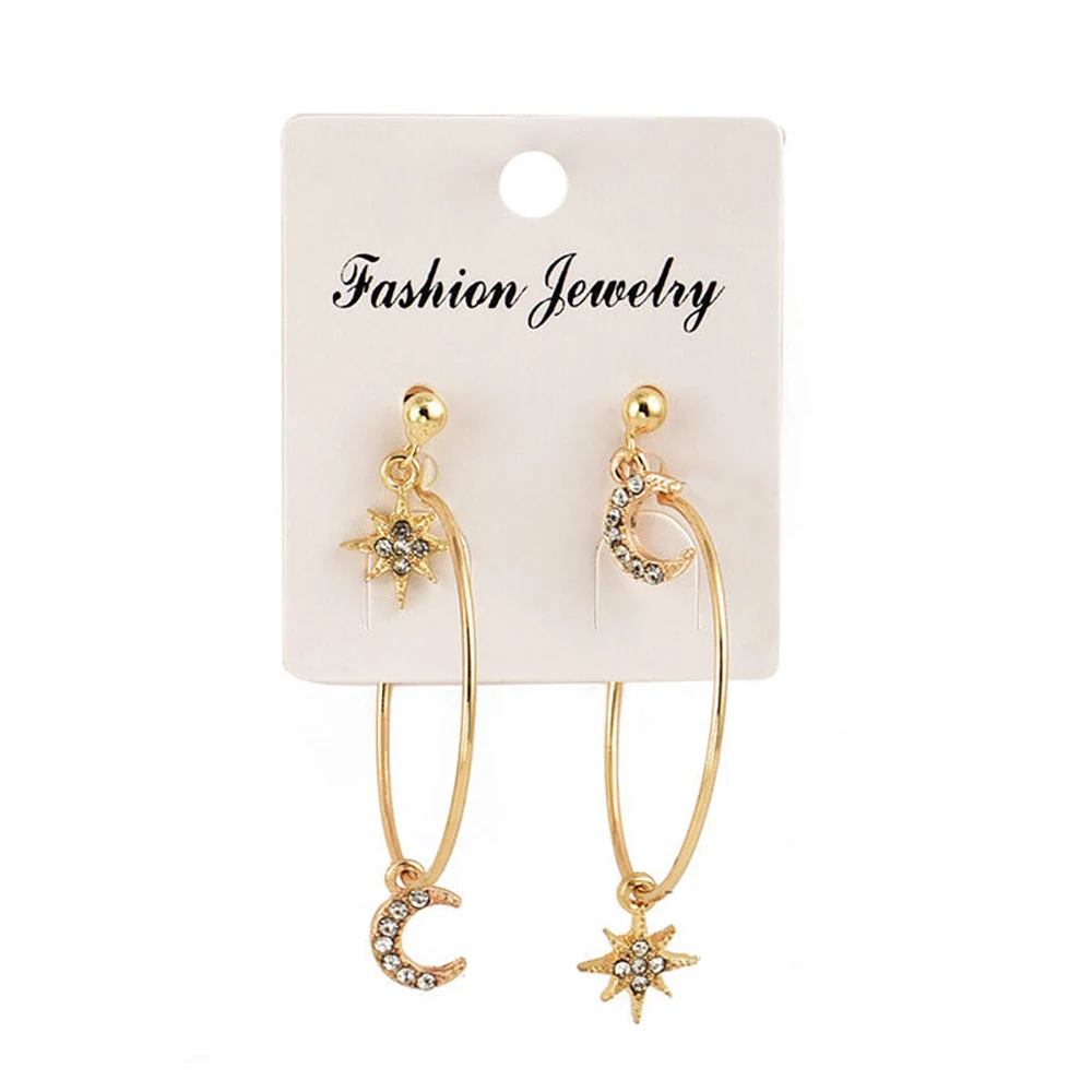 Женский Набор шпилек для ушей Moon Star серьги в виде больших кругов ювелирный набор