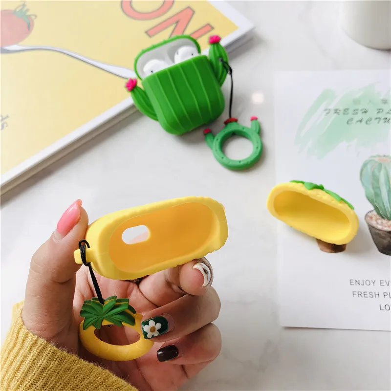3D милое растение ананас для AirPods силиконовый чехол Insta горячий дизайн Кактус