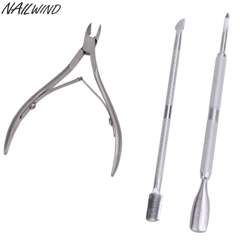 NAILWIND, 3 шт., гель для ногтей, толкатель для кутикулы, нержавеющая сталь, профессиональный набор, ложка для резки, для маникюра, педикюра, средство для удаления ногтей, набор для чистки ногтей