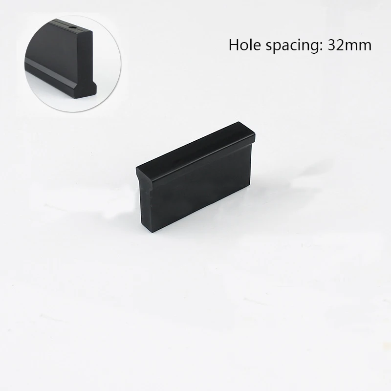 Elegant black CC32mm Современный минималистичный скандинавский медный золотая для шкафа Ручка дверного шкафа алюминиевый сплав гардероб увеличивающий длинный черный шкафчик - Цвет: Elegant black CC32mm