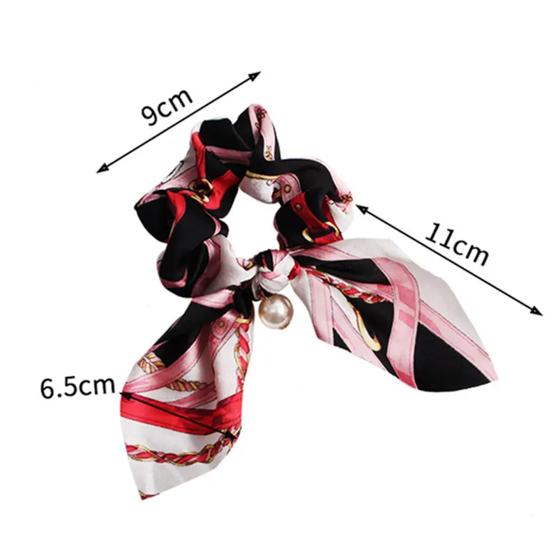 20pcs Bowknot Silk Hair Scrunchies Set Women Pearls Floral Accessories Rubber Rope Ponytail Bows Tie Scrunchie |