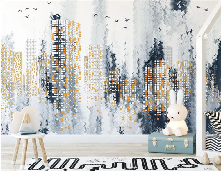 Фотообои на заказ большая роспись современная абстрактная простая городская