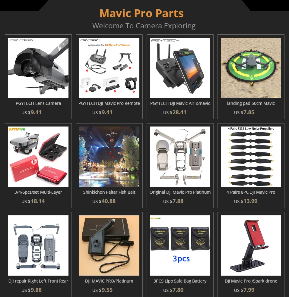 DJI Mavic Pro Platinum запасные части правая левая задняя рукоятка Верхняя Нижняя оболочка корпуса средняя рамка запасная часть Дрон
