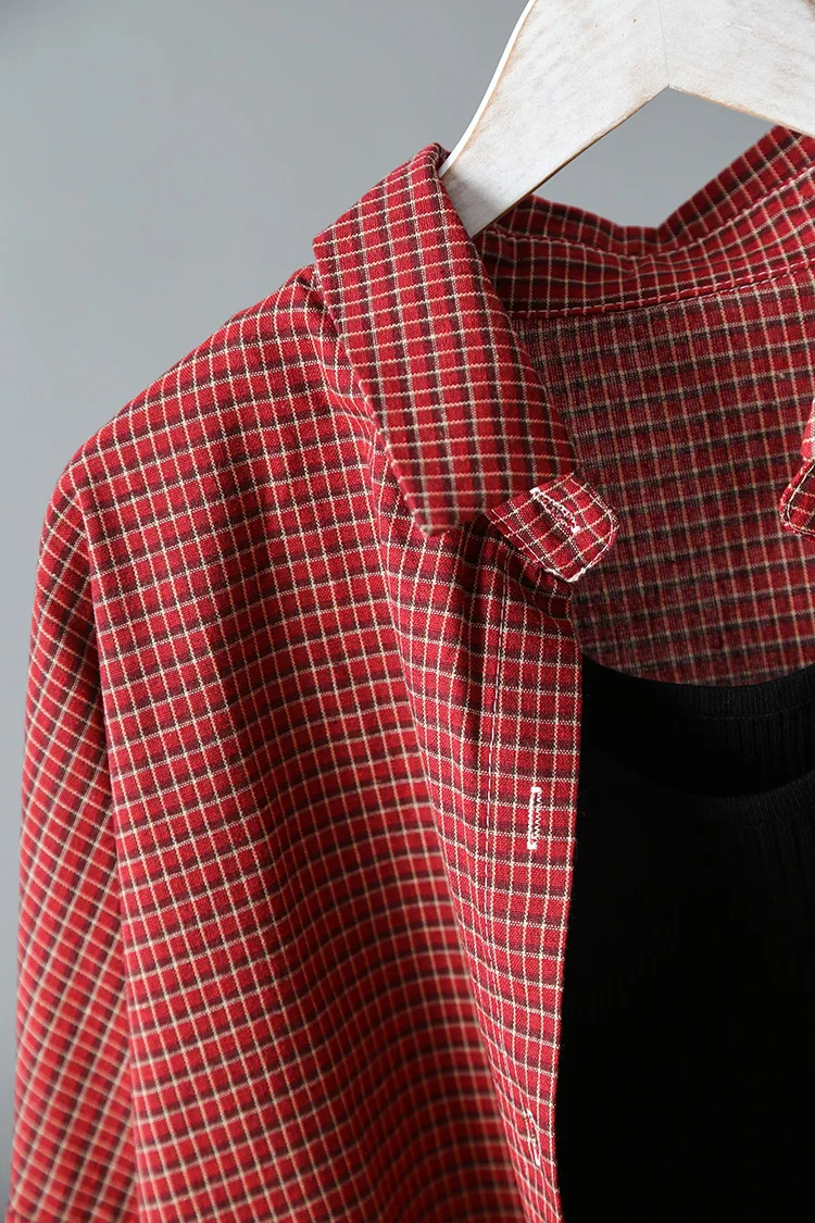 Vintage Women Cotton Blouses Womens Tops And Blouses Boho Women Plaid Shirts Blusas Roupa Feminina Clothes Tops