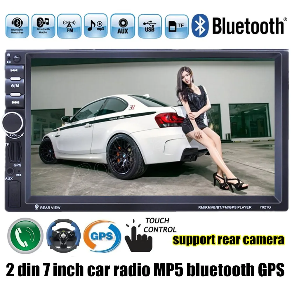 2Din автомагнитола, автомобильная стерео Аудиомагнитола, MP5 плеер, FM, Bluetooth, USB, 7 дюймов, 8 ГБ, карта, gps навигация, зеркальная Ссылка для телефона Android