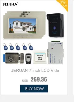 JERUAN 7 ''ЖК-видео домофон видеодомофон комплект 1 белый монитор Водонепроницаемый RFID камера доступа 180 кг магнитный замок