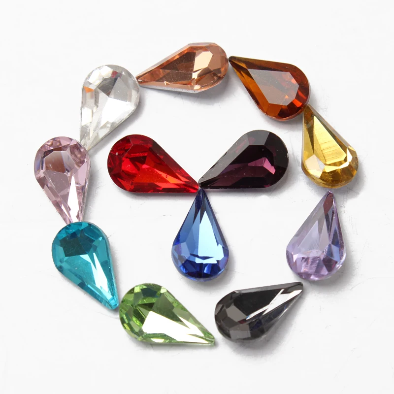 2 размера наконечник капля 100 шт./лот разные цвета пришивные стразы 6x10 мм 8x13