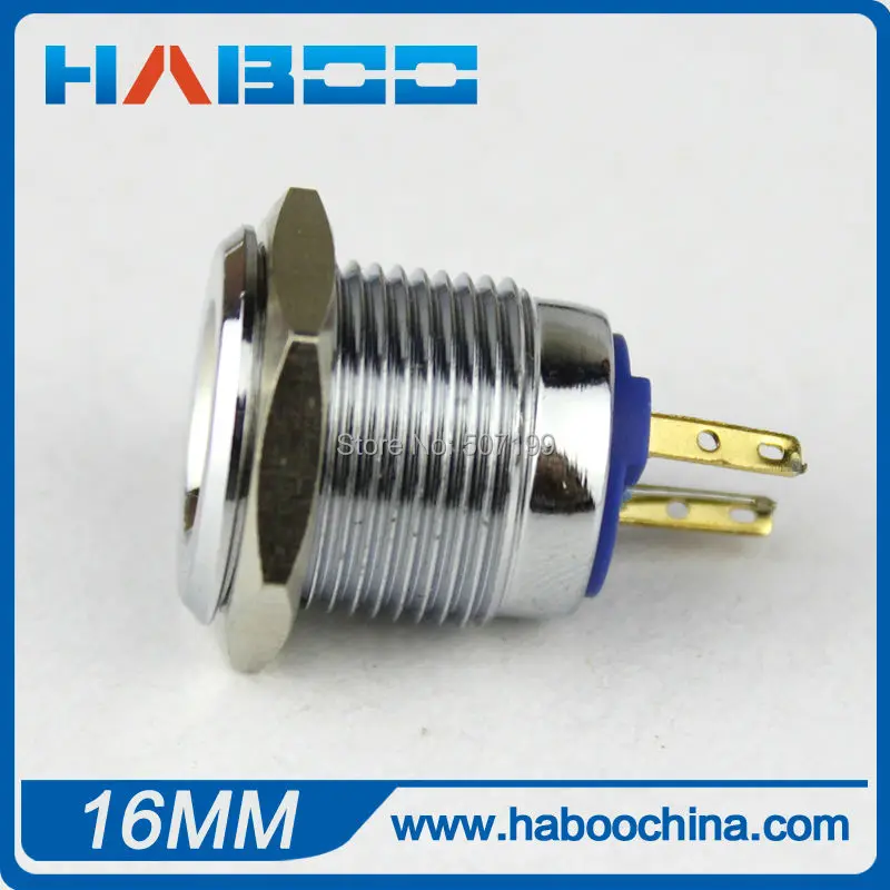 1 шт. Бесплатная доставка 16 мм металлический светодиодный индикатор 2 контакта