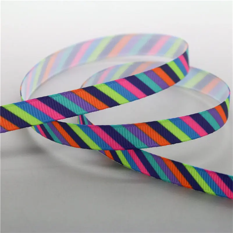 DHK 3/8 'ཆ ярдов цвета полоса плед печатных Grosgrain ленточный аксессуар бант для