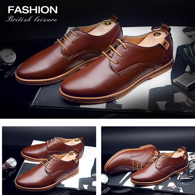 2020 Men's Leather Shoes All Season Fashion Plus Size Lace-Up Casual Daily Light Breathable Comfort EU 38 - 48 | Обувь