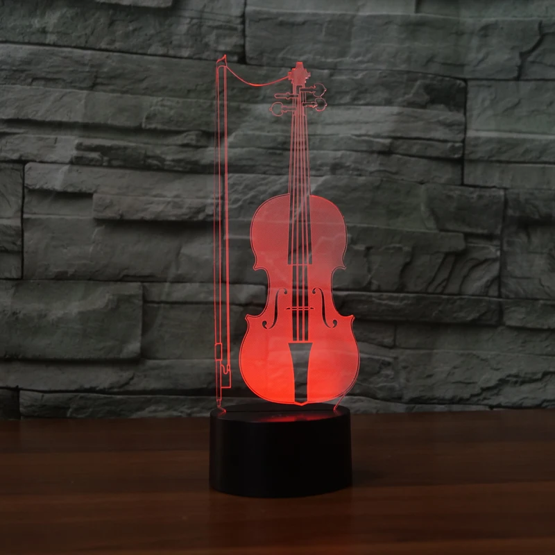 Креативный 3d светодиодный ночник для скрипки заряд питания USB домашняя