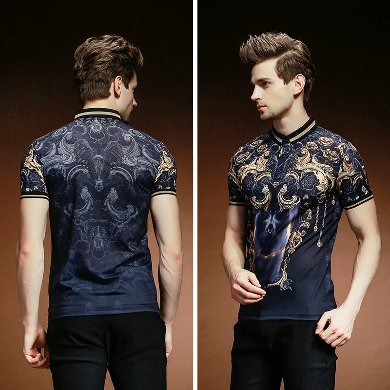 M 5XL! 2018 Новая мужская летняя рубашка поло с принтом индивидуальная трендовая