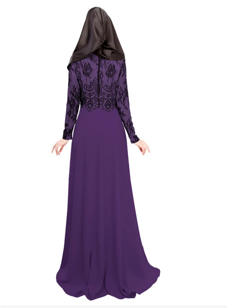Мусульманское кружевное платье с длинным рукавом пол свободное длинными
