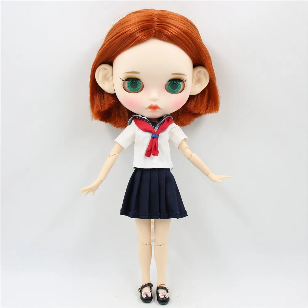 Ледяная фабрика blyth кукла 1/6 bjd белая кожа сустава тела короткие красные коричневые волосы, новое матовое лицо резные губы с бровью 30 см BL232