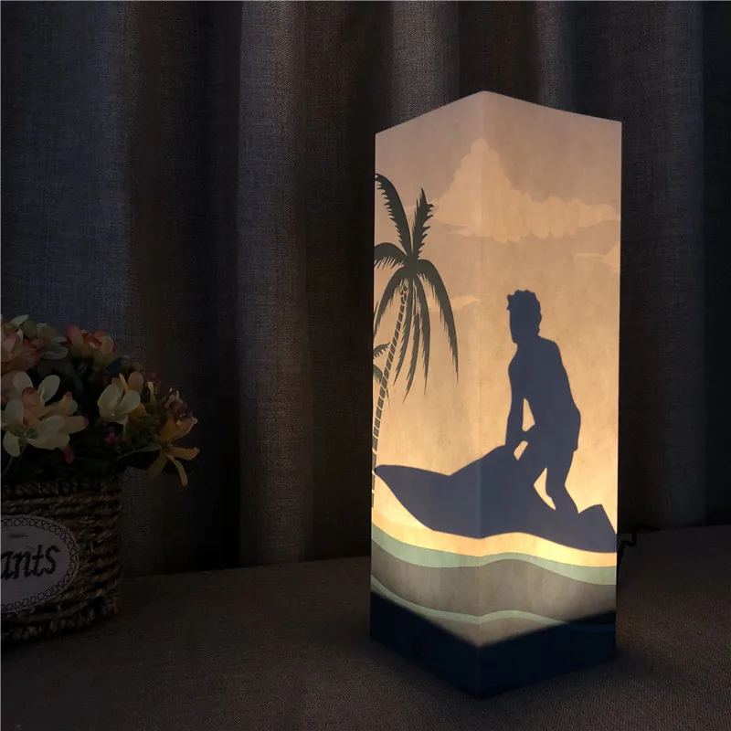 

Sharelife Creative Warm White Beach Paper Shadow USB Night Light for Home Room Atmosphere Lamp Children's Birthday Gift 1086