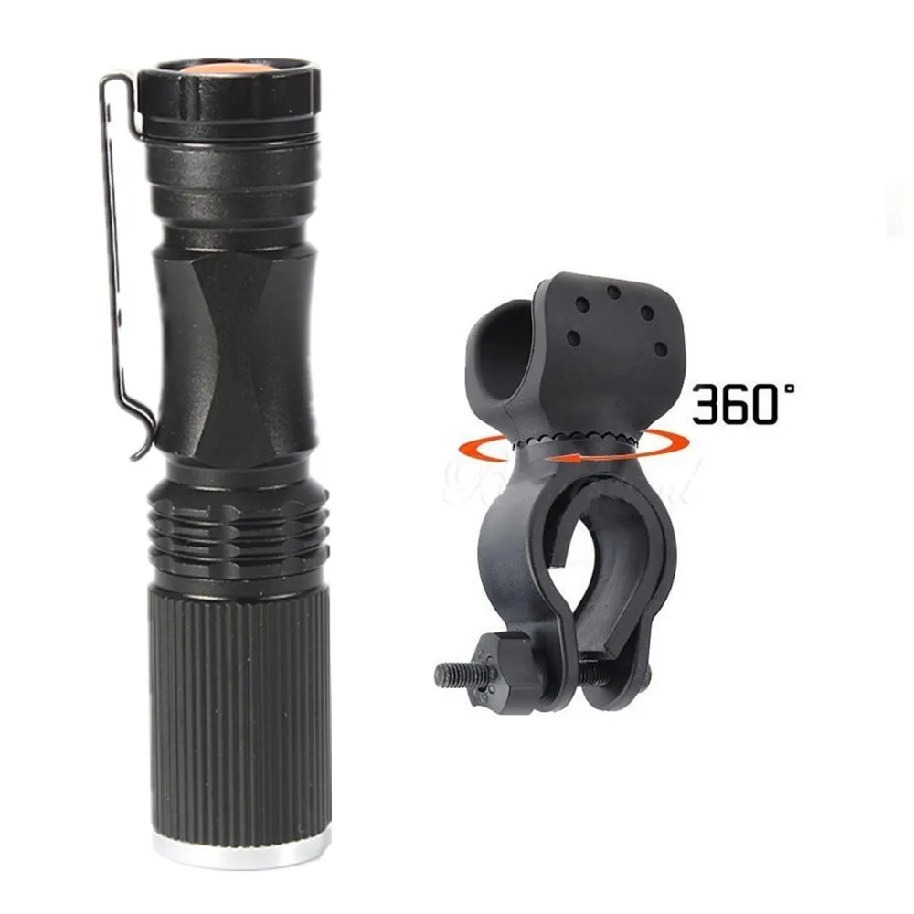 

Free Ship Mini Flashlight V25 XP-E LED 3W 240Lm Rechargeable Cheap Led Torch Light + 360 degrees Mount For Outdoor
