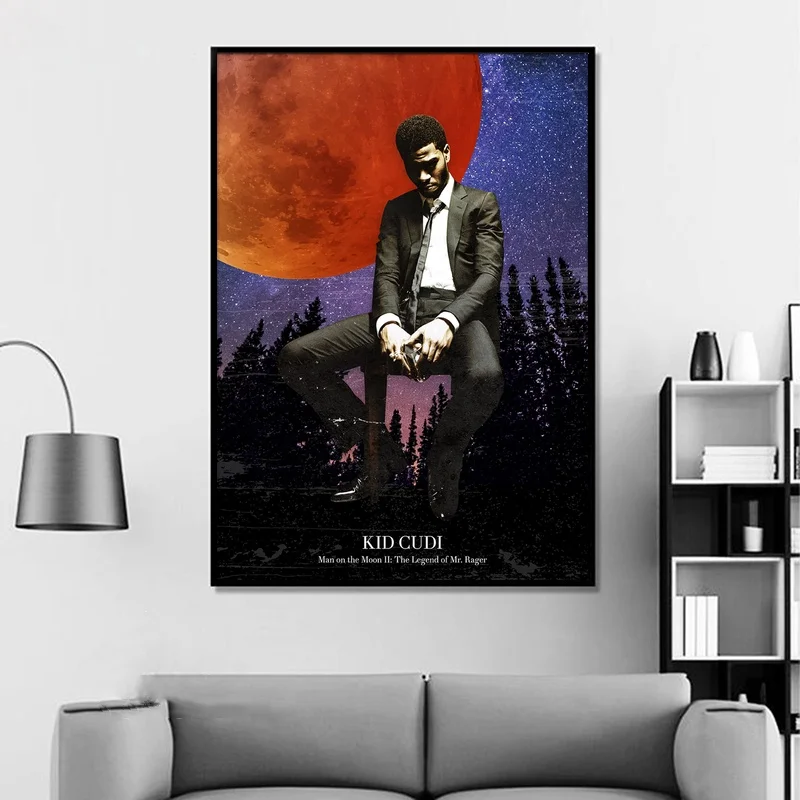 Kid Cudi - Man on The Moon Album Pop Music cover Star Poster Canvas Prints Wall Art For Living Room Home Decor | Дом и сад