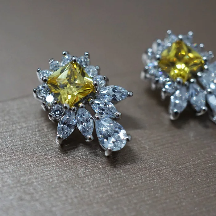 Желтая мода AAA кубический циркон ювелирные наборы серьги/ожерелье продвижение