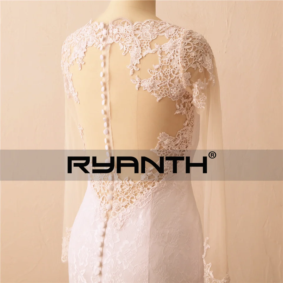 

Ryanth Vestido De Noiva Sereia Sexy Mermaid Wedding Dress Long Sleeve 2019 Full Lace Pearls Manga Longa Casamento Bride Dress
