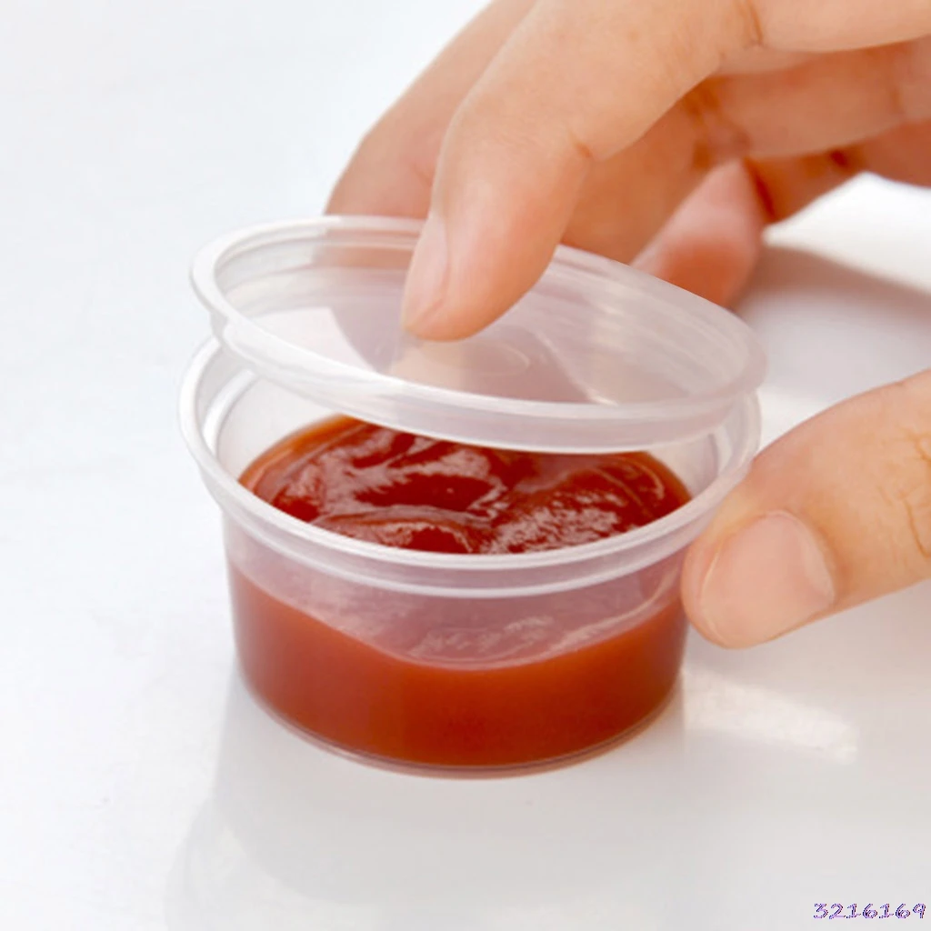 10 шт. одноразовые кухонные пластиковые чашки для соуса контейнер с крышкой