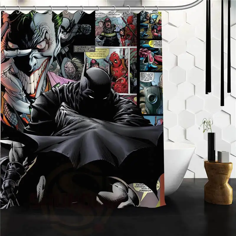 Пользовательские Marvel Heroes Бэтмен занавеска для душа большой европейский и американский большой идеи печатное издание полиэстер занавеска для душа - Цвет: Синий