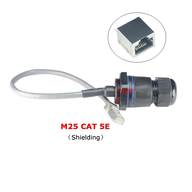 Защищенный от воды кабель M25 RJ45 CAT 5E Gigabit Ethernet водонепроницаемый разъем RJ 45 AP IP