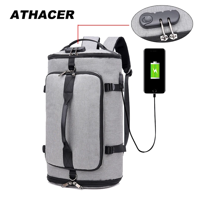 Мужской рюкзак Athacer вместительный с защитой от кражи и usb зарядкой для