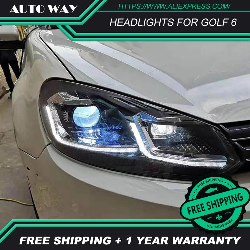 Стайлинг автомобиля для VW Golf 6 MK6 2009-2013 светодиодный головной фонарь биксеноновый