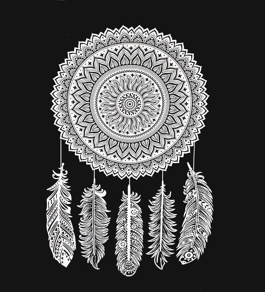 DreamCatcher Wall Hanging Tapestry Mandala Tapestries Indian Traditional Printed Bohemian Hippie Art Black White | Дом и сад