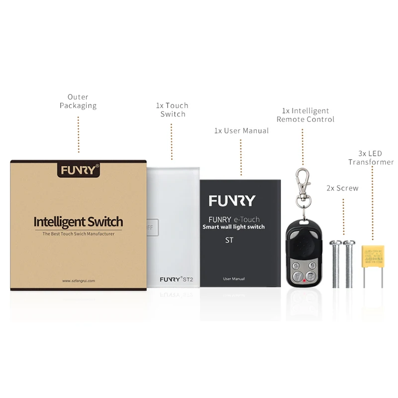 Funry ST2 3Gang Великобритания Стандартный переключатель дистанционного управления