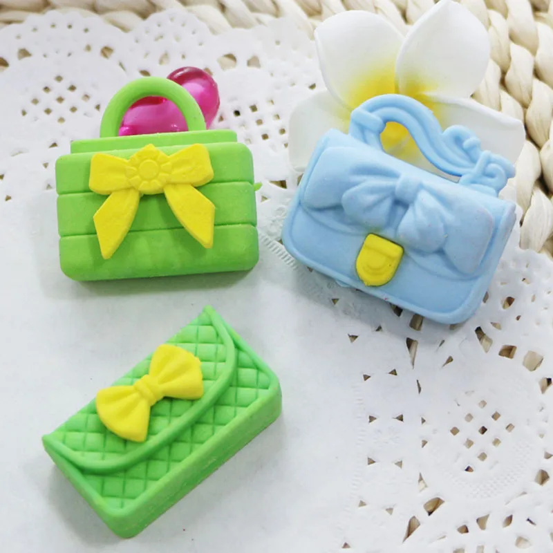 

2 pcs/pack kawaii handbag mini rubber eraser creative stationery school supplies papelaria gift for kids