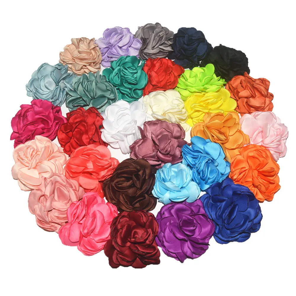 

60Pc 3.2"(8CM) Burned flower Newborn Vintage Soft Artificial Fabric Flowers For Headbands Chic Hair Flower For Girls Accessories