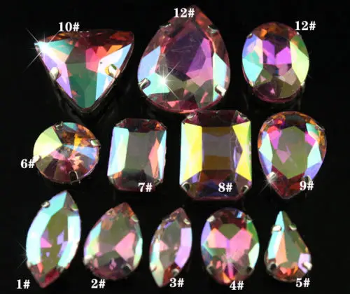 Розовый цвет 12 шт. пришивные стразы с серебристыми когтями для вечернего