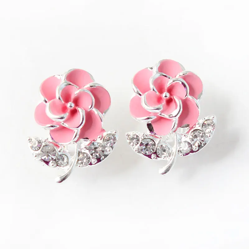 Серьги гвоздики F & U для девочек в виде свежего мороженого цветка с кристаллами и