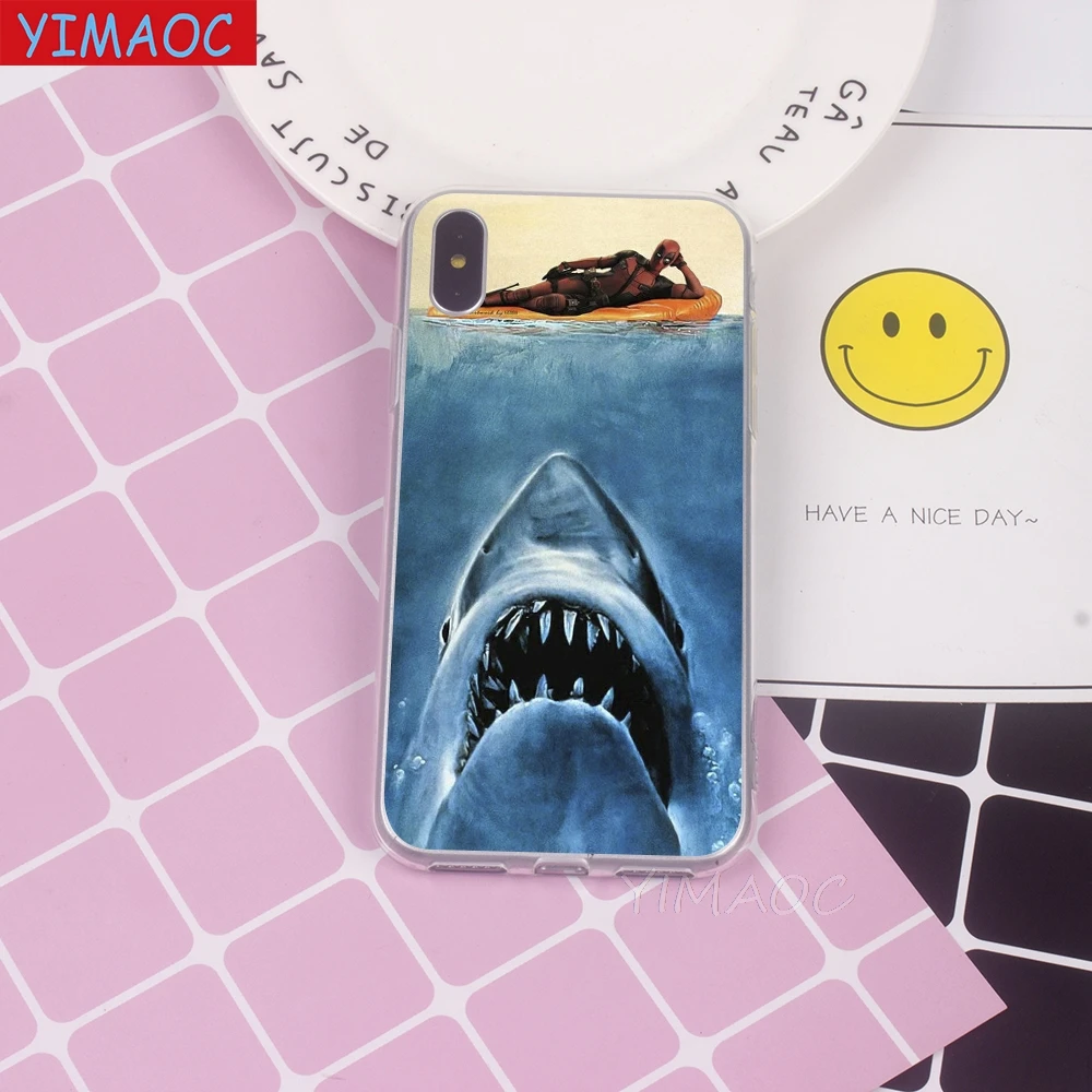 YIMAOC Deadpool And sharks Soft Case TPU Silicone Cover for iPhone 8 7 6 6S Plus 5 5S SE X XR XS 11 Pro Max Shell Cases |