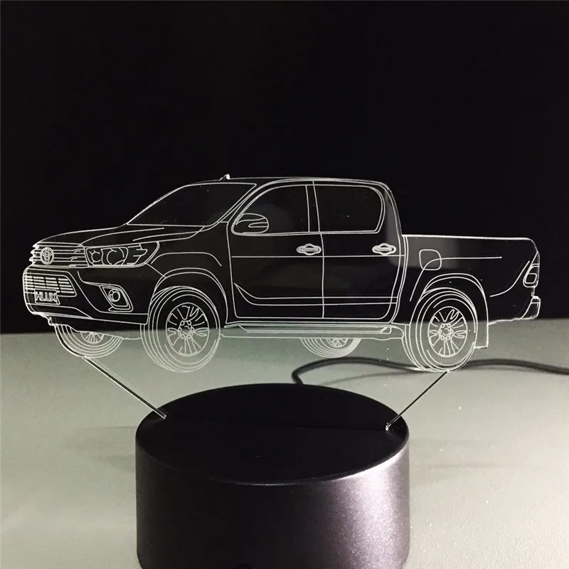 Новое поступление 3D грузовик светодиодные лампы мульти-изменение цвета Ночной светильник акриловый лампада Пан торт подарок