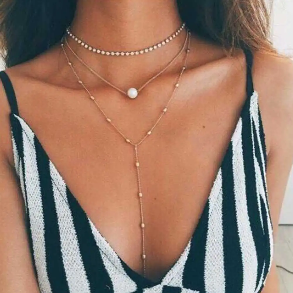Женское Ожерелье чокер FAMSHIN Boho модное Винтажное колье с многослойными