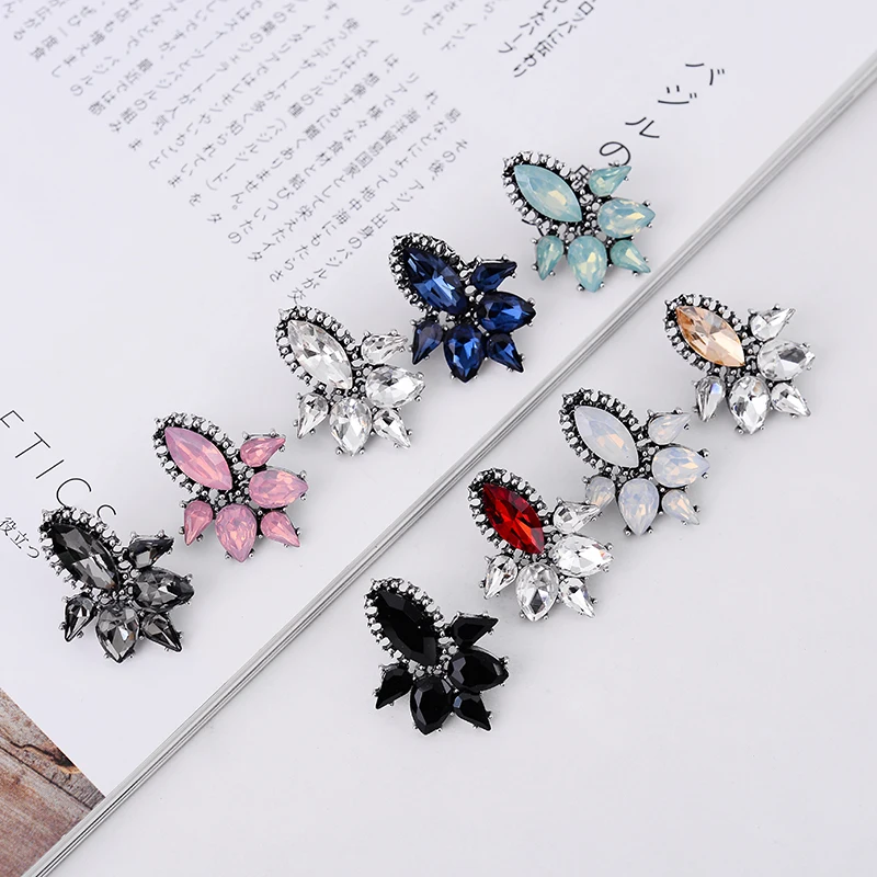 LUBOV разноцветные акриловые хрустальные Каменные каплевидные серьги-гвоздики