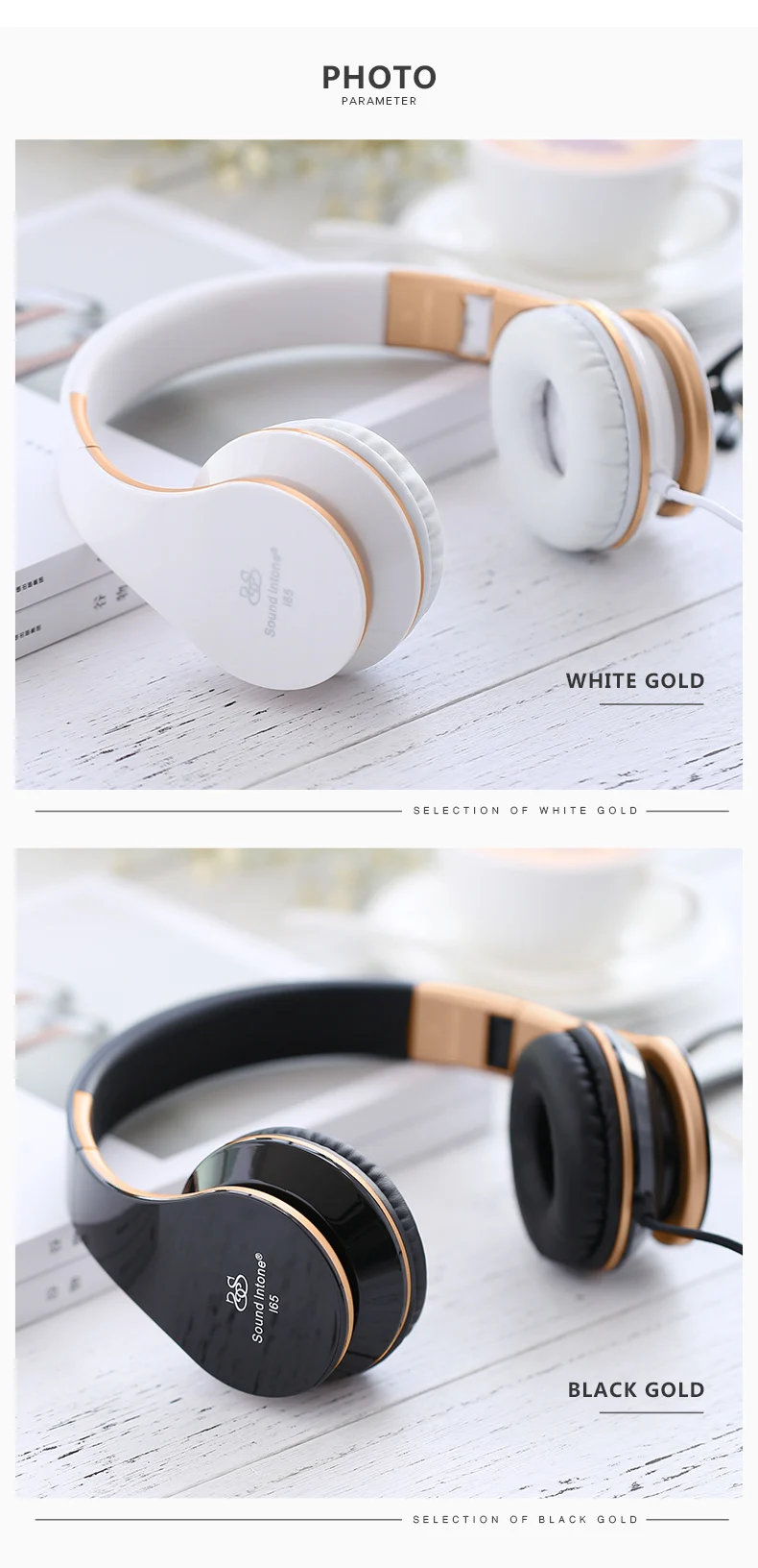 Наушники Sound Intone I65 с микрофоном, Накладные наушники, бас, hi-fi звук, музыка, стерео наушники для iPhone, Xiaomi, ПК