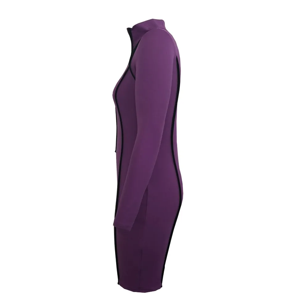 

Long sleeve Autumn Dress Women Deep V-neck Sexy Zippers Dresses Office Lady clothes
