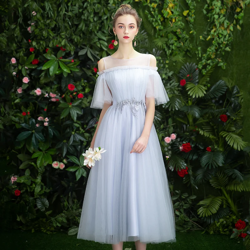 SSYfashion платье с вырезом лодочкой расклешенными рукавами на шнуровке длиной до