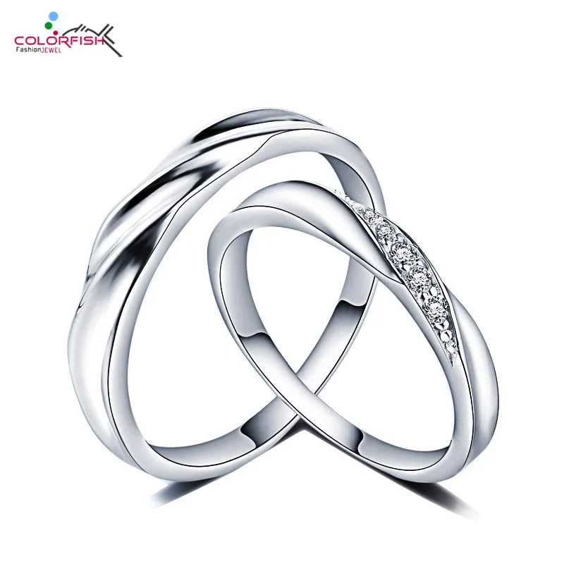 Женские и мужские свадебные кольца из стерлингового серебра COLORFISH Простые Модные
