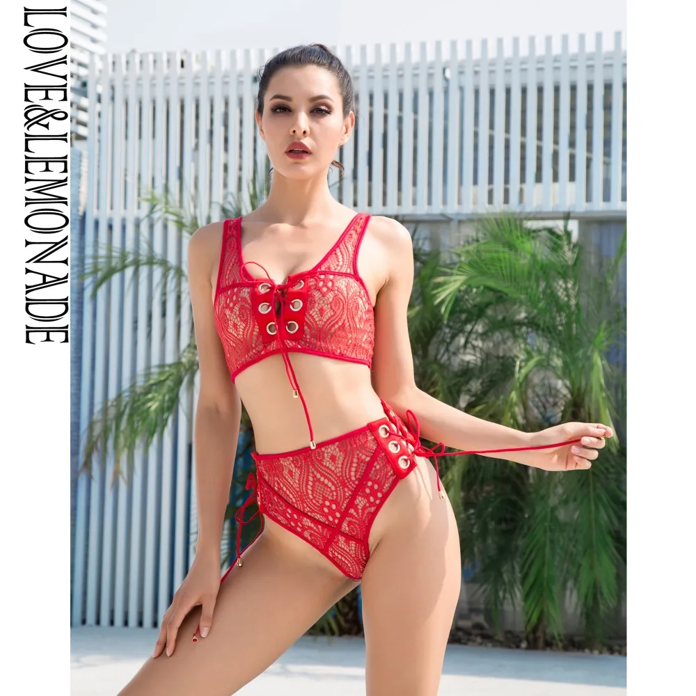 Комплекты из двух предметов LOVE & LEMONADE Красные кружевные Прошитые золотые кружки