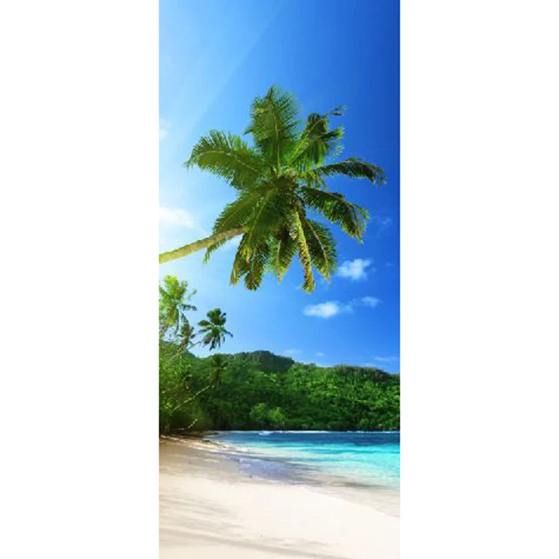 Coconut Beach Wall Murals Stickers Door Sticker Wallpaper Decals Home Decoration Aug083034 | Дом и сад