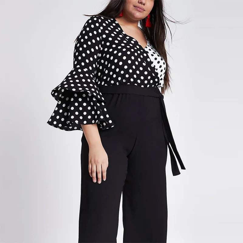 LALA IKAI/плюс Размеры 3XL 4XL5XL 6XL 7XL Для женщин широкую ногу брюки лодыжки пояс-кушак