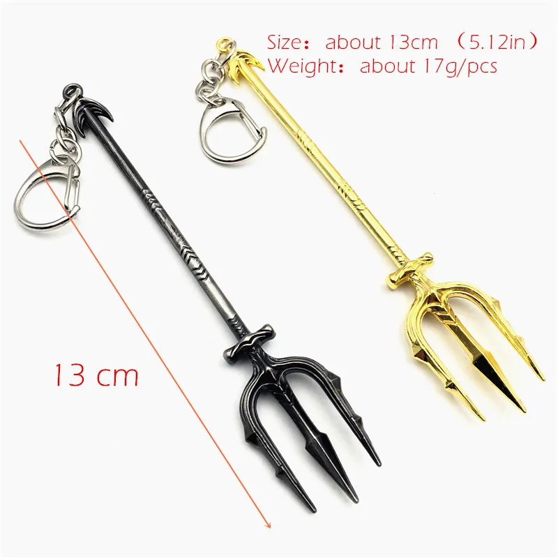 Aquaman Trident Keychain Justice Key rings Holder Weapon Chains Pendant 2 Color llaveros Fashion Cosplay Jewelry | Украшения и